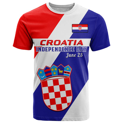 Personalised June 25 Croatia T Shirt Independence Day Hrvatska Coat Of Arms 32Nd Anniversary