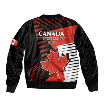July 1 Canada Sleeve Zip Bomber Jacket Independence Day With Canadian Maple Leaf