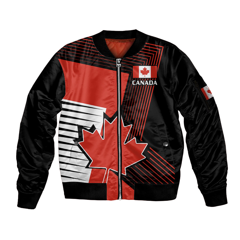 Personalised July 1 Canada Sleeve Zip Bomber Jacket Independence Day With Canadian Maple Leaf