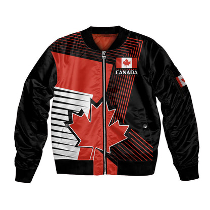 Personalised July 1 Canada Sleeve Zip Bomber Jacket Independence Day With Canadian Maple Leaf