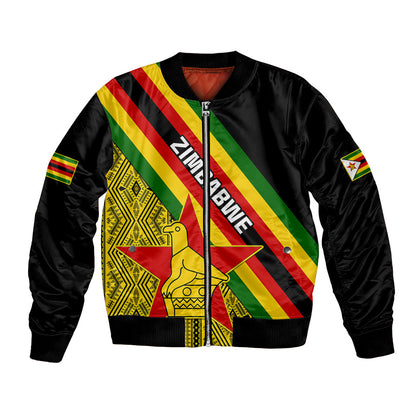 Zimbabwe Bomber Jacket African Pattern With Flag Style