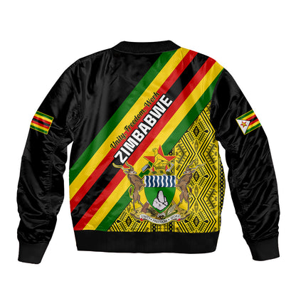 Zimbabwe Bomber Jacket African Pattern With Flag Style