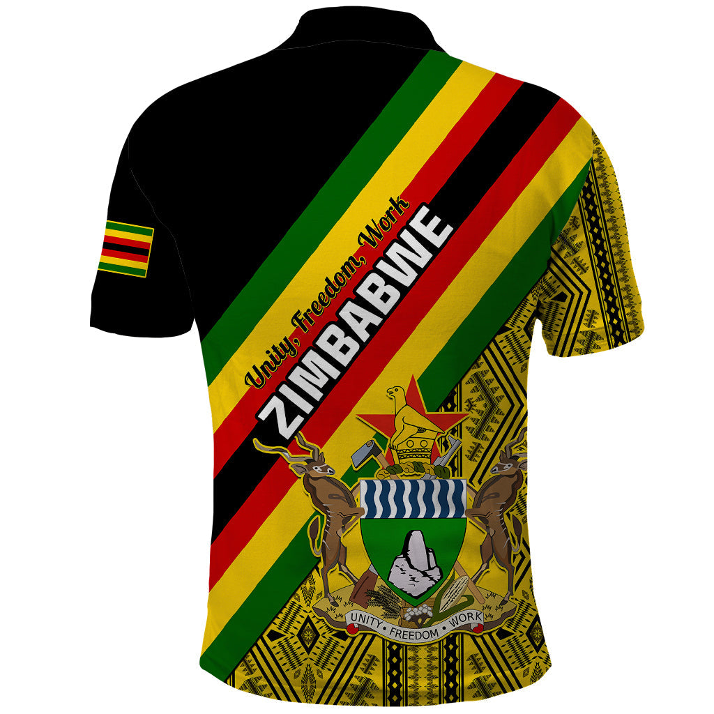 Zimbabwe Polo Shirt African Pattern With Flag Style