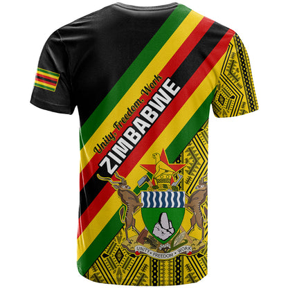 Zimbabwe T Shirt African Pattern With Flag Style