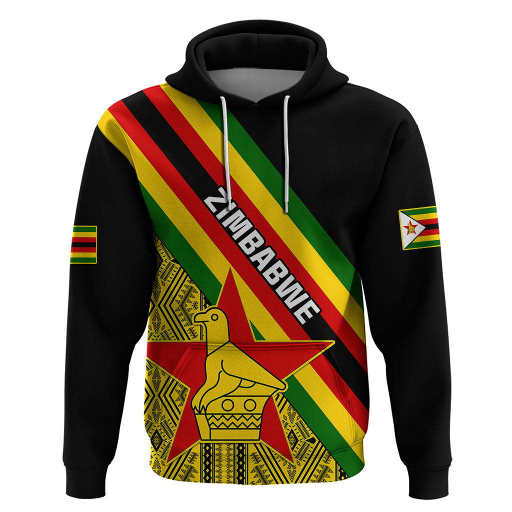 Personalised Zimbabwe Hoodie African Pattern With Flag Style