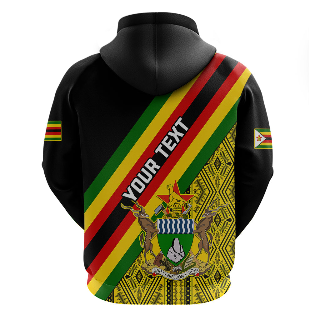 Personalised Zimbabwe Hoodie African Pattern With Flag Style