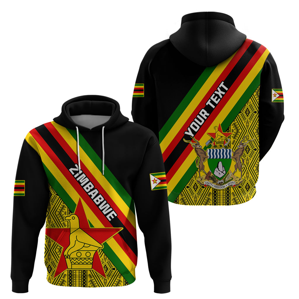 Personalised Zimbabwe Hoodie African Pattern With Flag Style