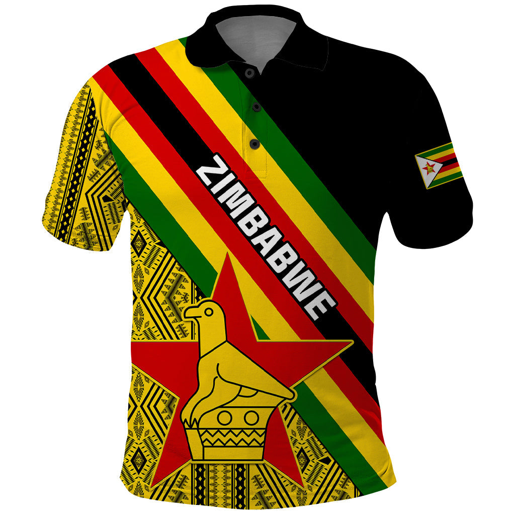 Personalised Zimbabwe Polo Shirt African Pattern With Flag Style