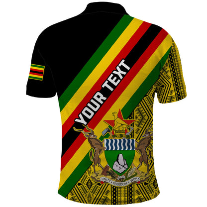 Personalised Zimbabwe Polo Shirt African Pattern With Flag Style