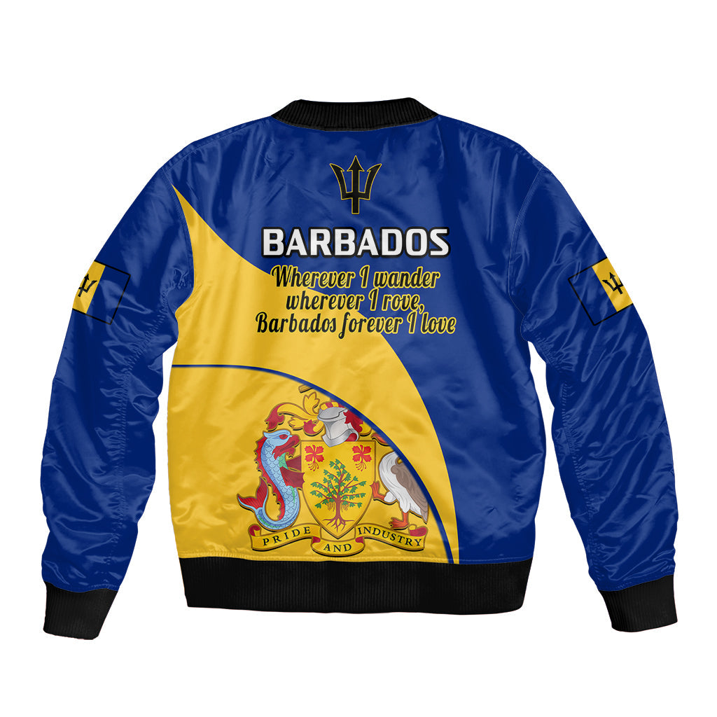 Barbados Sleeve Zip Bomber Jacket Barbadian Coat Of Arms