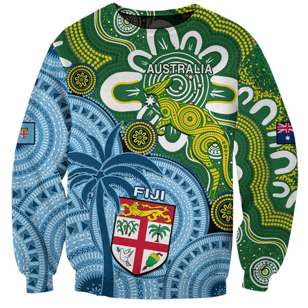 Australia And Fiji Sweatshirt Aboriginal Mix Fijian Tapa Unique Style