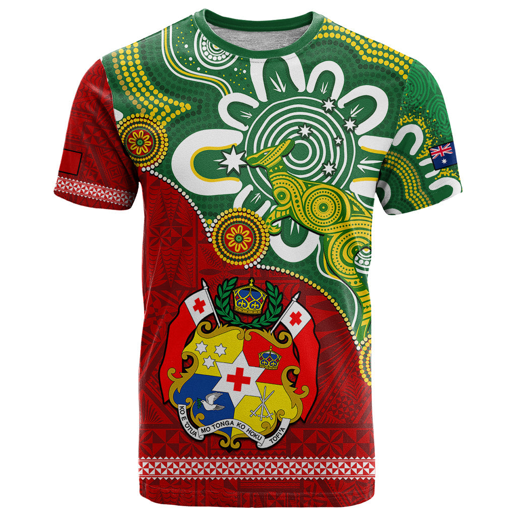Australia And Tonga T Shirt Aboriginal Mix Tongan Ngatu Unique Style