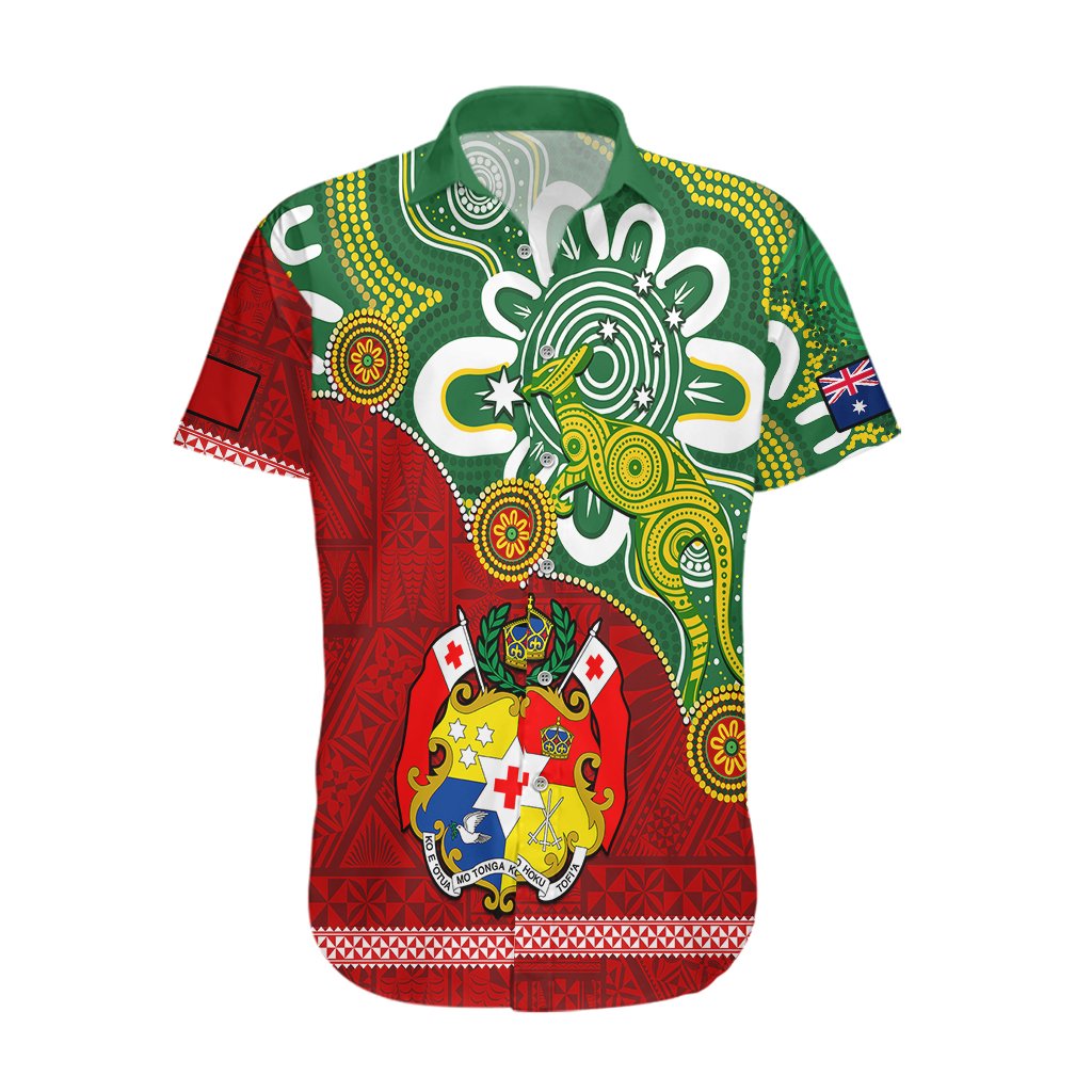 Personalised Australia And Tonga Hawaiian Shirt Aboriginal Mix Tongan Ngatu Unique Style