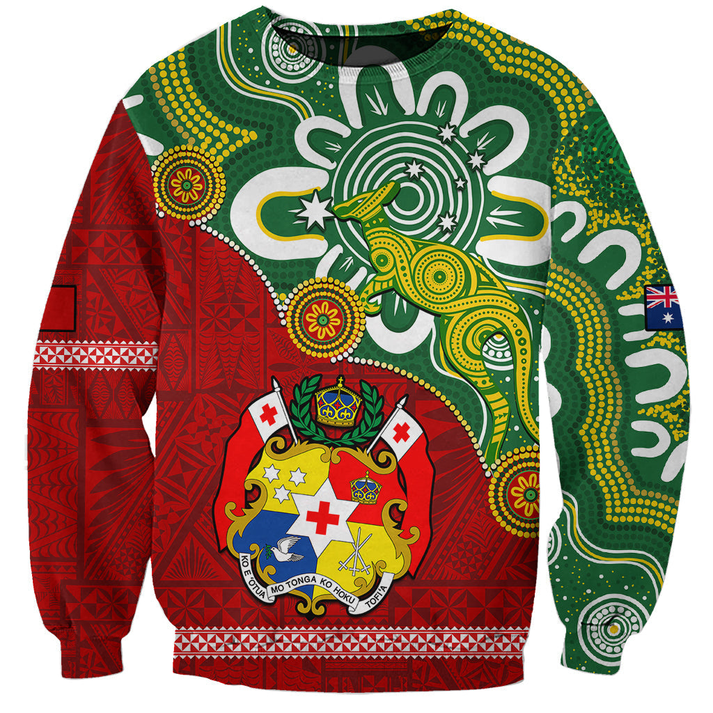 Australia And Tonga Sweatshirt Aboriginal Mix Tongan Ngatu Unique Style