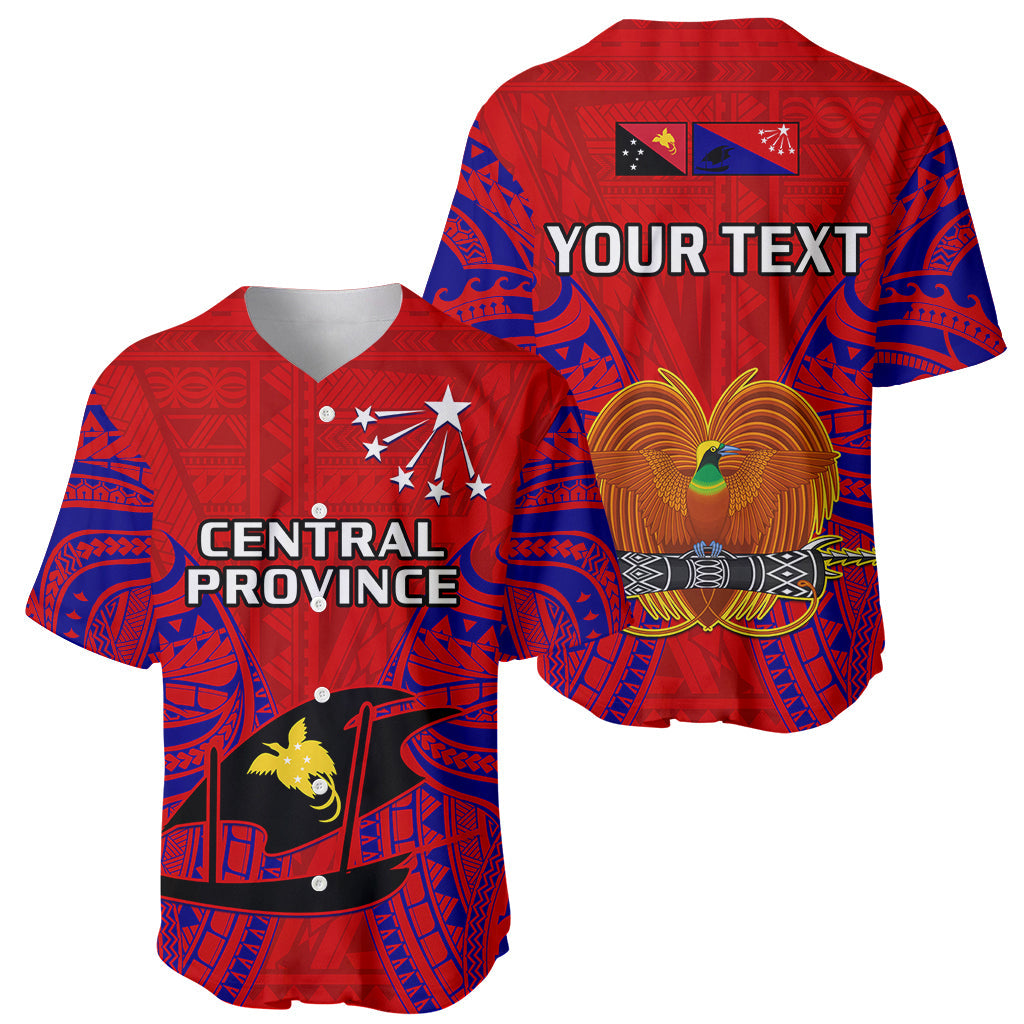 (Custom Personalised) Papua New Guinea Baseball Jersey Central Province Mix Coat Of Arms Polynesian Art