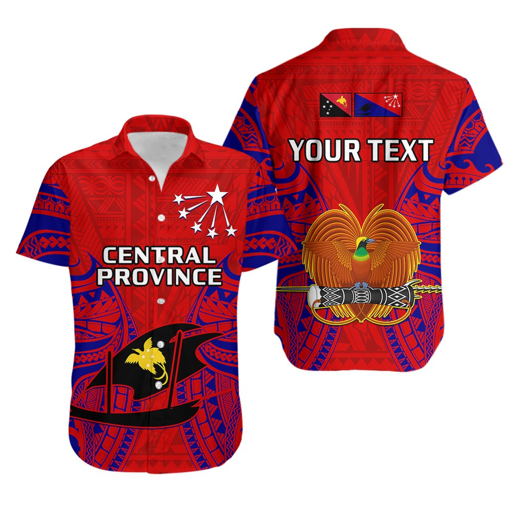 Custom Personalised Papua New Guinea Hawaiian Shirt Central Province Mix Coat Of Arms Polynesian Art