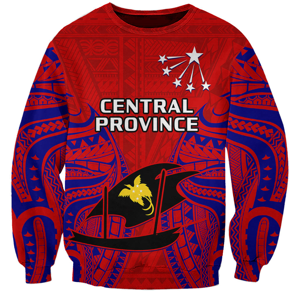 Papua New Guinea Sweatshirt Central Province Mix Coat Of Arms Polynesian Art