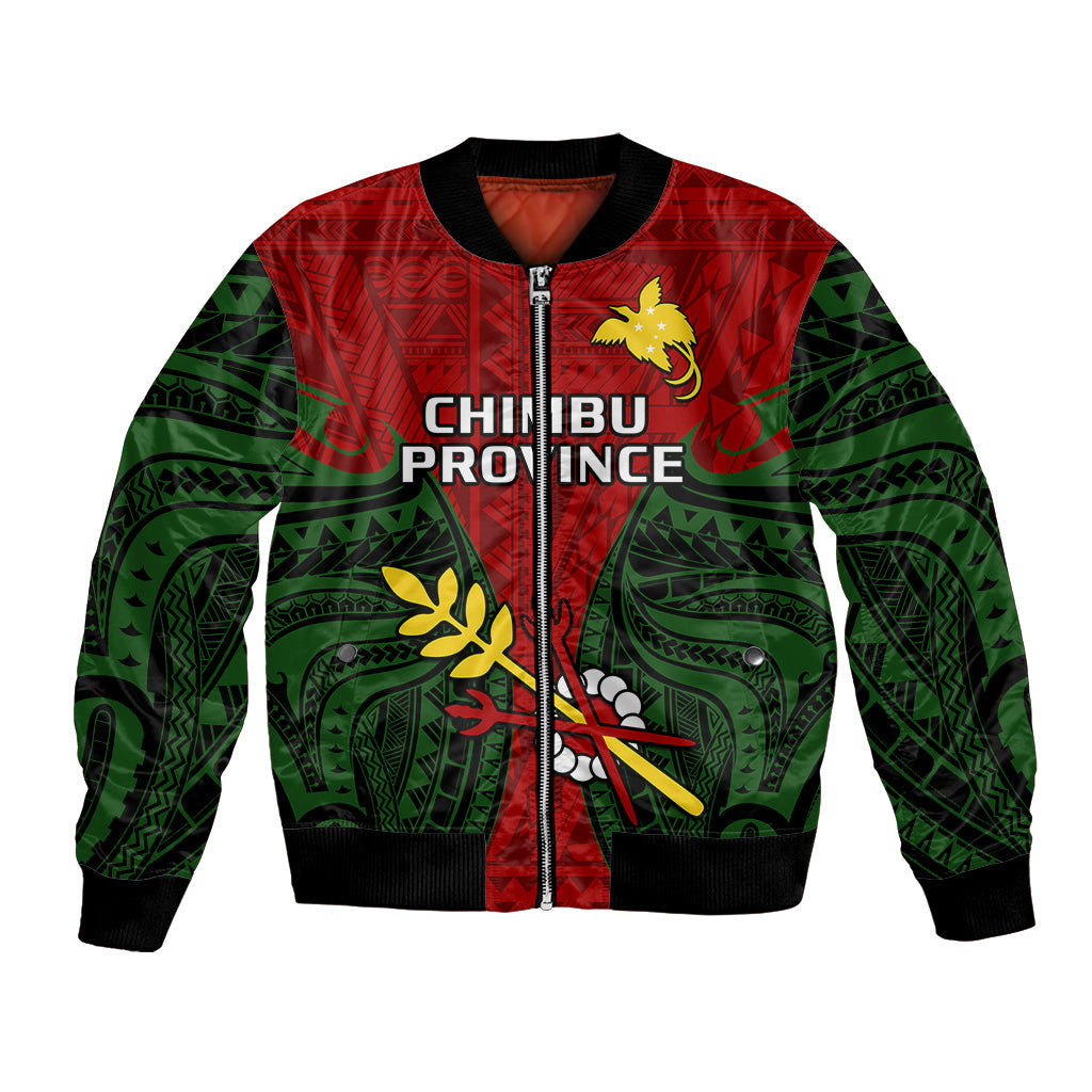 Papua New Guinea Bomber Jacket Chimbu Province Mix Coat Of Arms Polynesian Art
