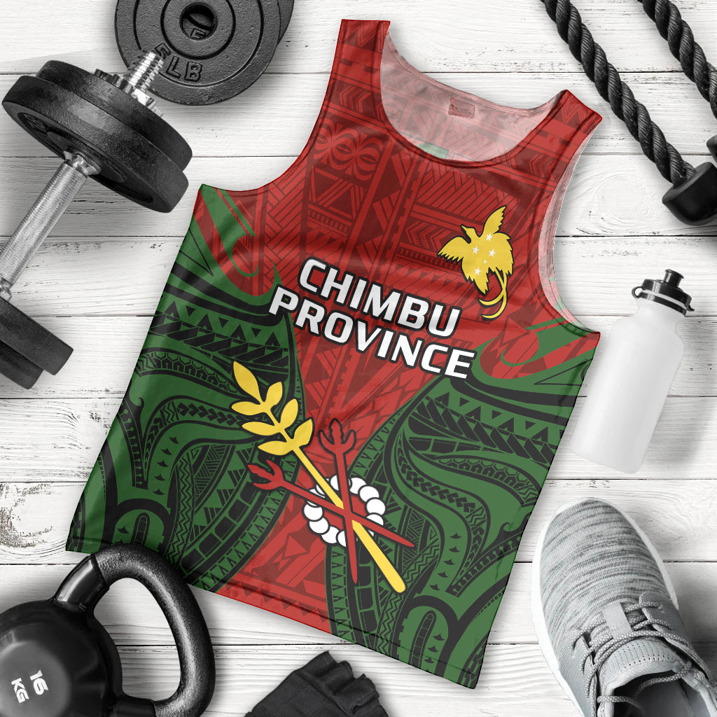 Papua New Guinea Men Tank Top Chimbu Province Mix Coat Of Arms Polynesian Art