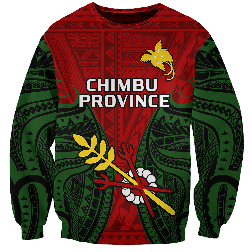 Papua New Guinea Sweatshirt Chimbu Province Mix Coat Of Arms Polynesian Art