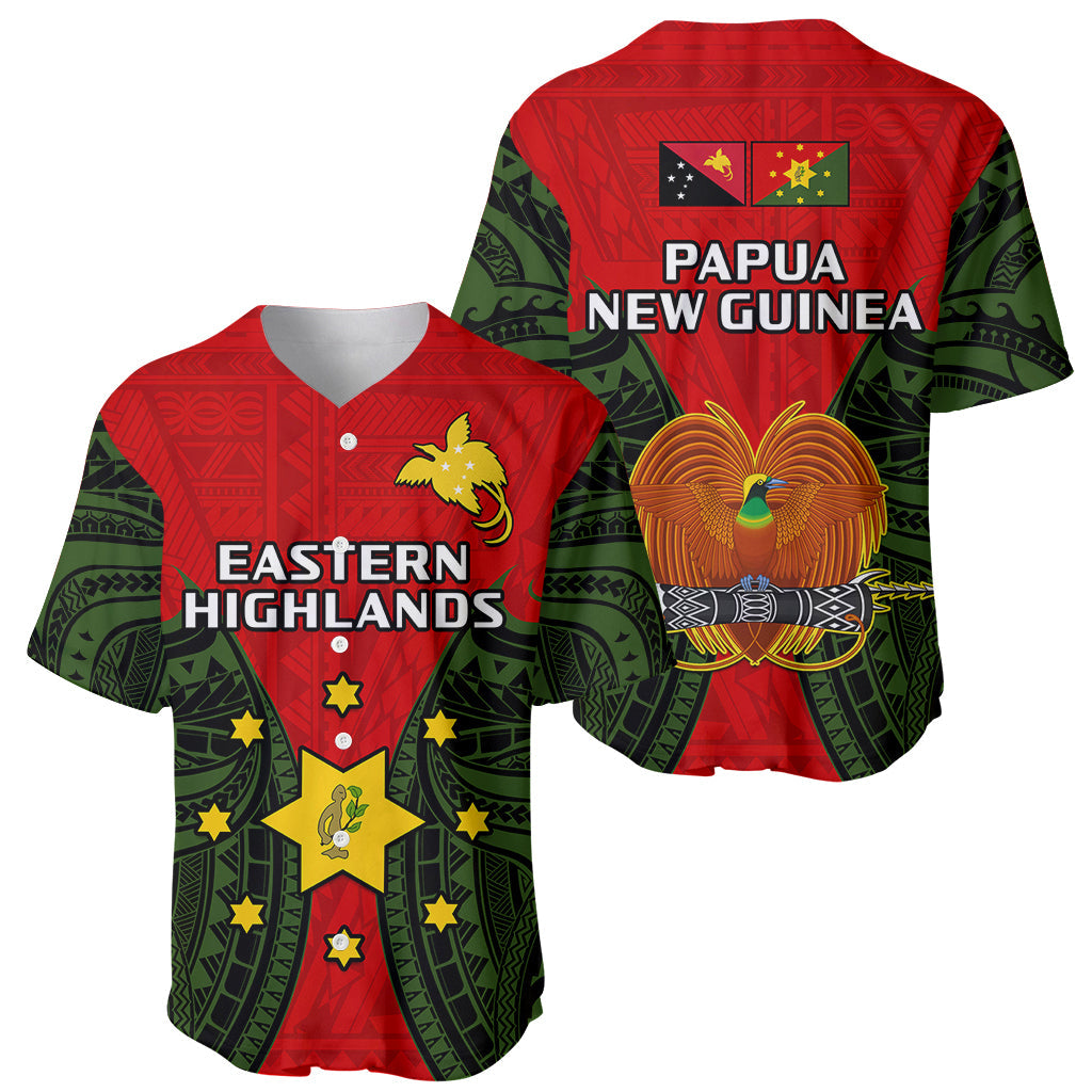 Papua New Guinea Baseball Jersey Eastern Highlands Province Mix Coat Of Arms Polynesian Art