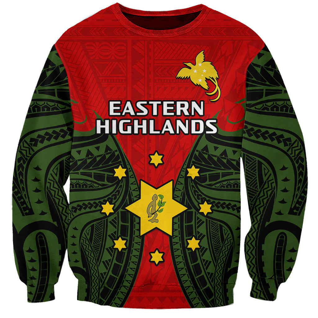 Papua New Guinea Sweatshirt Eastern Highlands Province Mix Coat Of Arms Polynesian Art