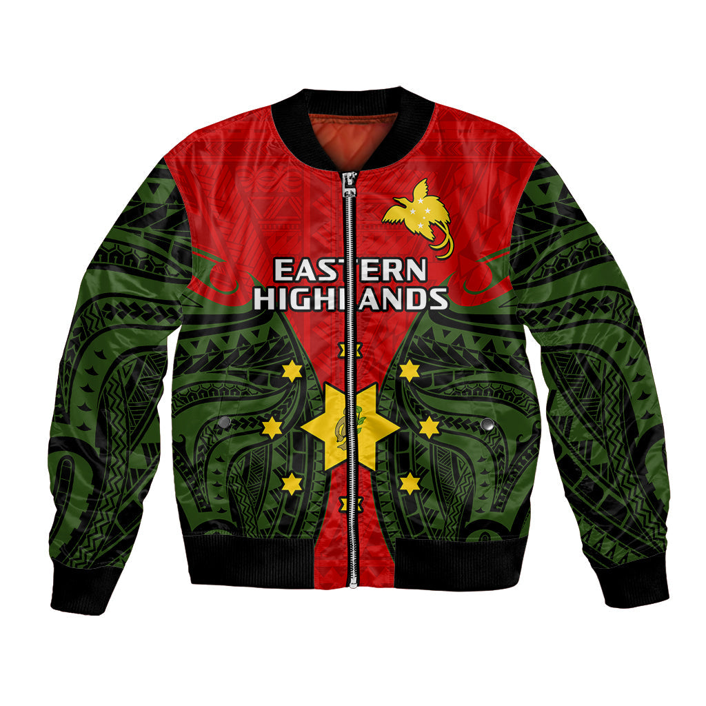 Papua New Guinea Bomber Jacket Eastern Highlands Province Mix Coat Of Arms Polynesian Art