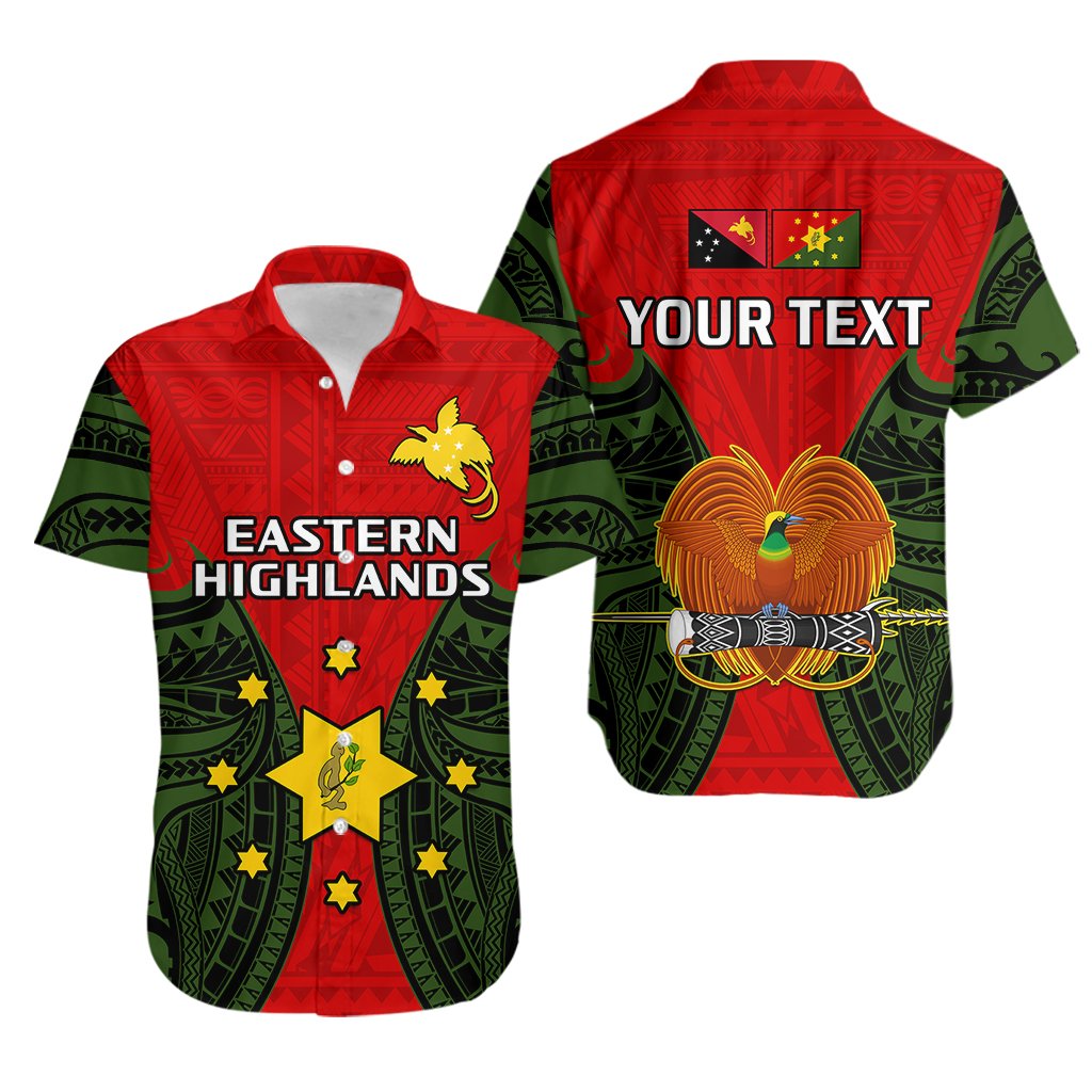 Custom Personalised Papua New Guinea Hawaiian Shirt Eastern Highlands Province Mix Coat Of Arms Polynesian Art