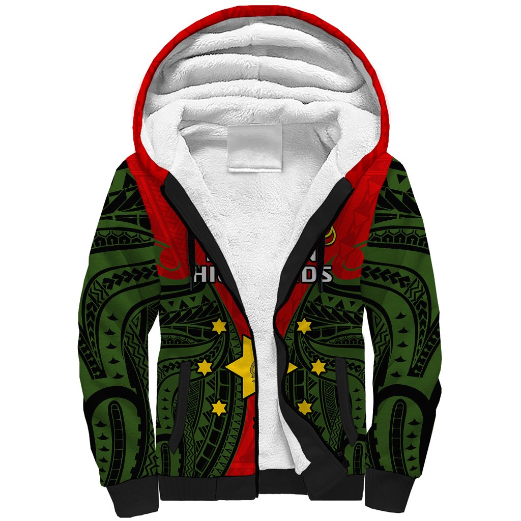 (Custom Personalised) Papua New Guinea Sherpa Hoodie Eastern Highlands Province Mix Coat Of Arms Polynesian Art