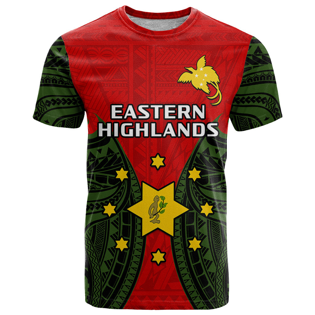 Papua New Guinea T Shirt Eastern Highlands Province Mix Coat Of Arms Polynesian Art