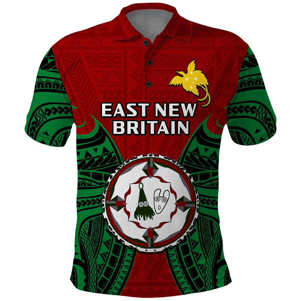 Papua New Guinea Polo Shirt East New Britain Province Mix Coat Of Arms Polynesian Art