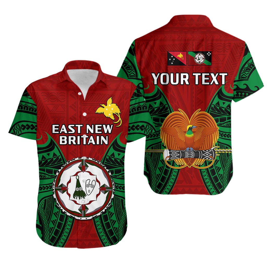 Custom Personalised Papua New Guinea Hawaiian Shirt East New Britain Province Mix Coat Of Arms Polynesian Art