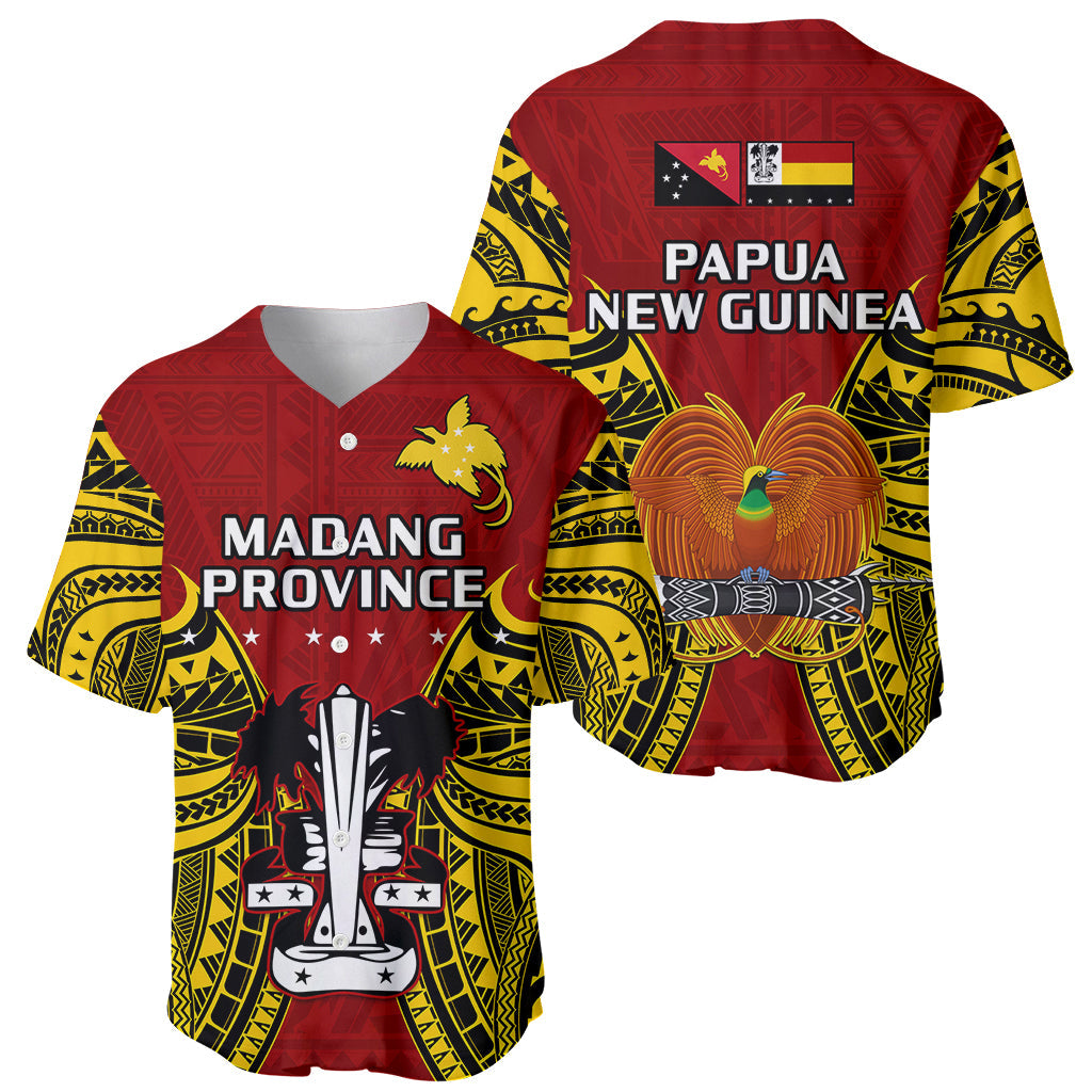 Papua New Guinea Baseball Jersey Madang Province Mix Coat Of Arms Polynesian Art