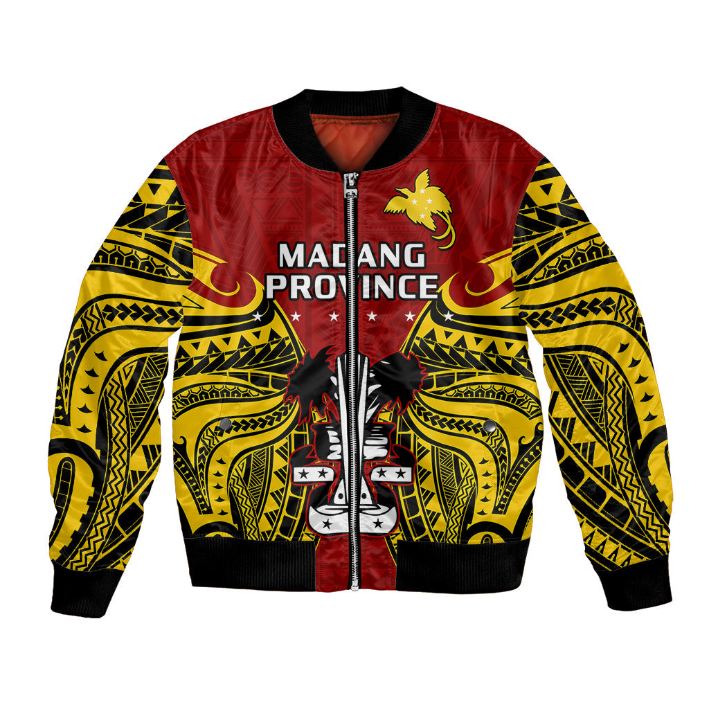 Papua New Guinea Bomber Jacket Madang Province Mix Coat Of Arms Polynesian Art