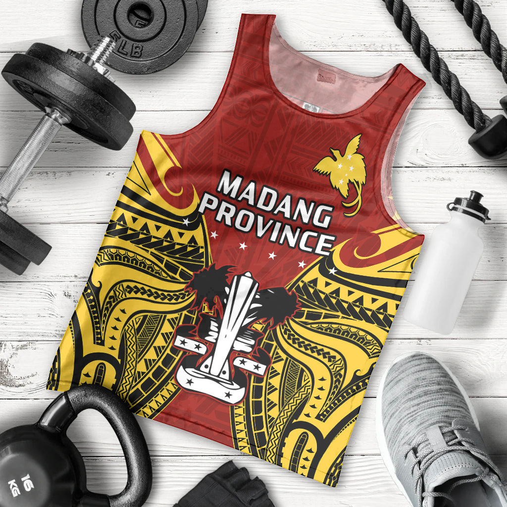 Papua New Guinea Men Tank Top Madang Province Mix Coat Of Arms Polynesian Art