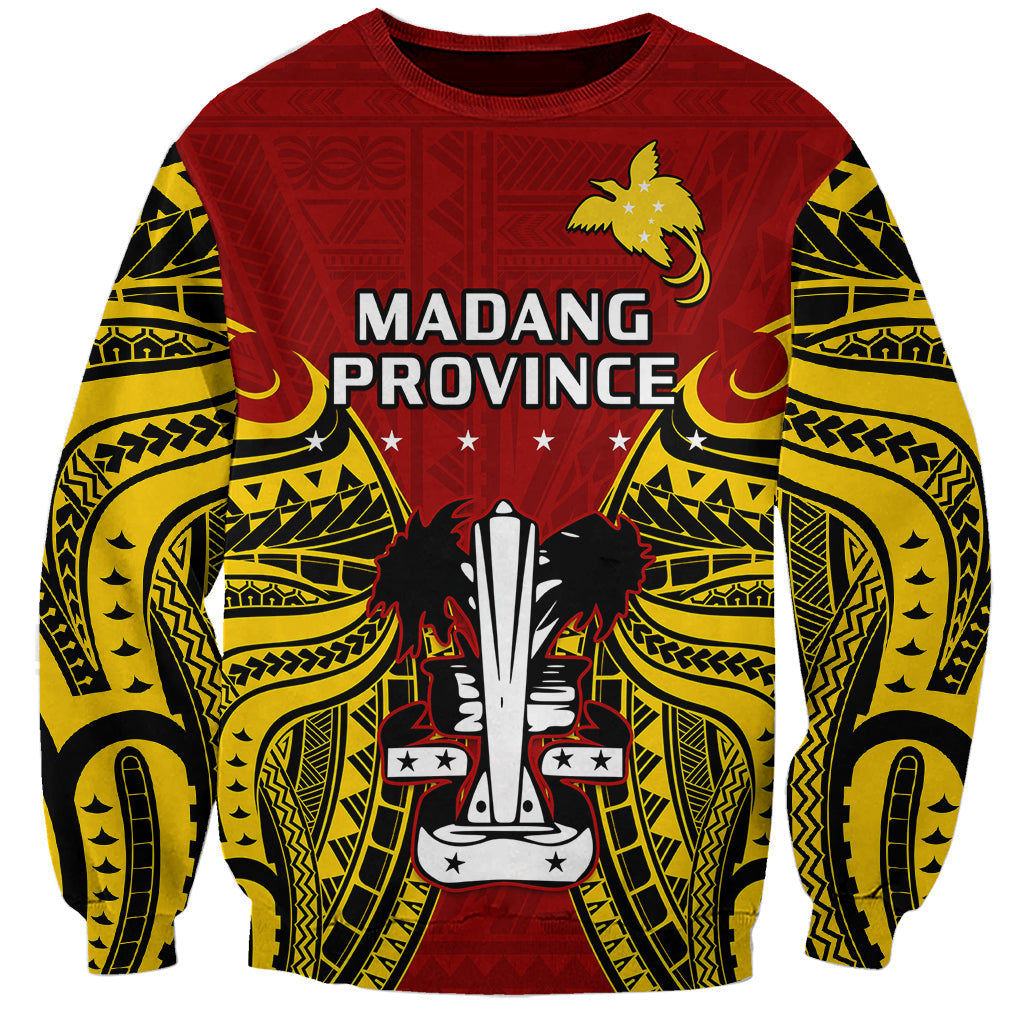 Papua New Guinea Sweatshirt Madang Province Mix Coat Of Arms Polynesian Art