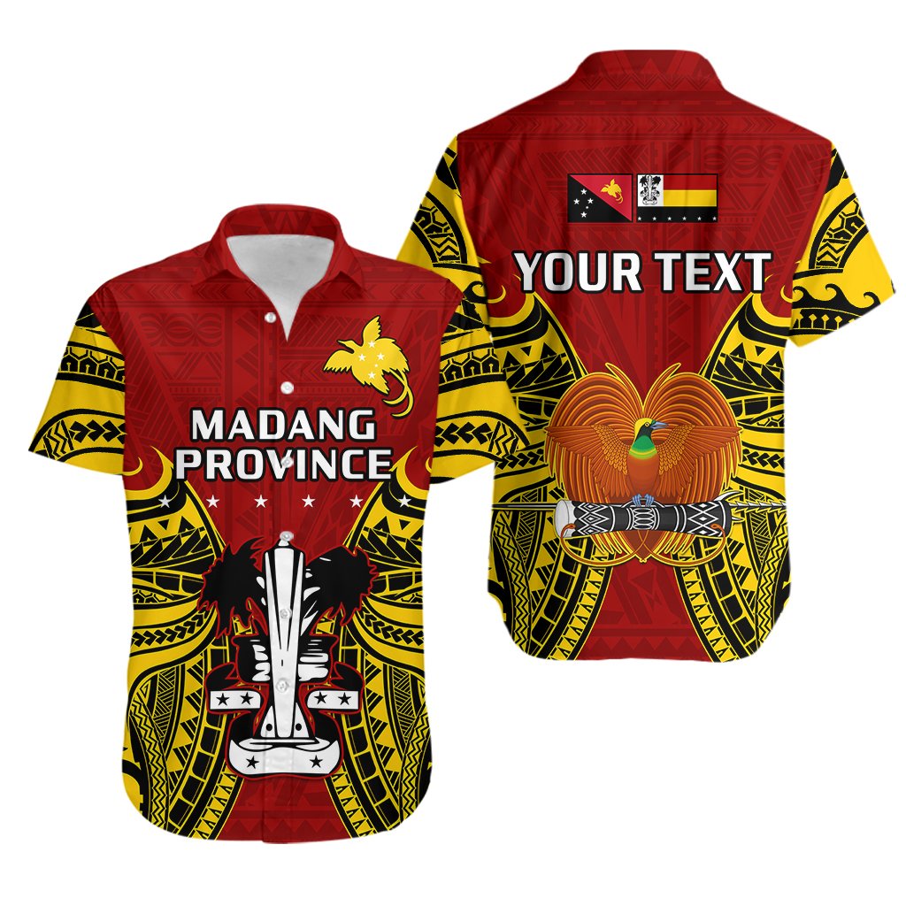 Custom Personalised Papua New Guinea Hawaiian Shirt Madang Province Mix Coat Of Arms Polynesian Art