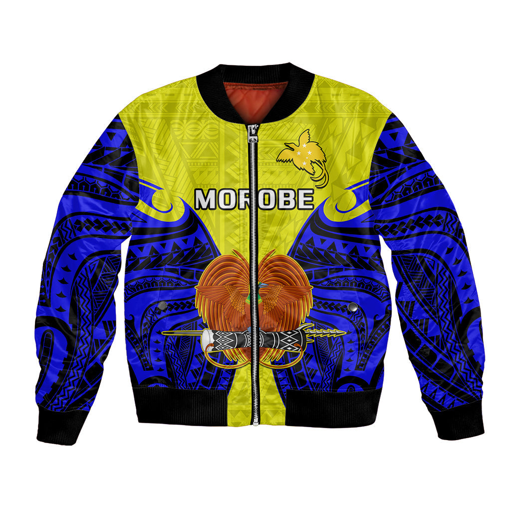 Papua New Guinea Bomber Jacket Morobe Province Mix Coat Of Arms Polynesian Art