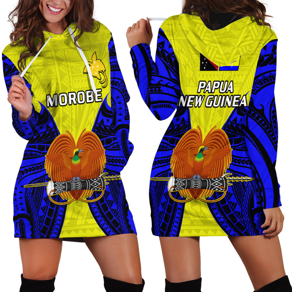 Papua New Guinea Hoodie Dress Morobe Province Mix Coat Of Arms Polynesian Art