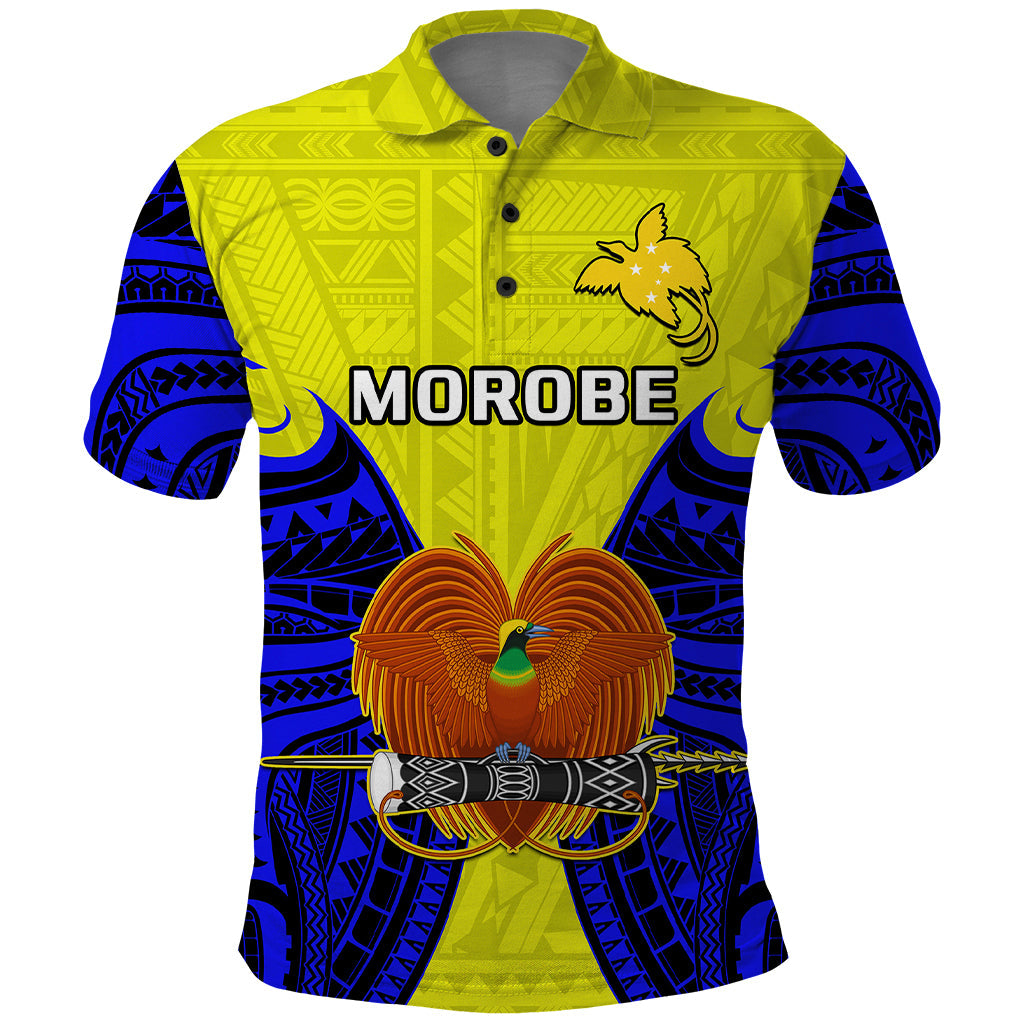 Papua New Guinea Polo Shirt Morobe Province Mix Coat Of Arms Polynesian Art