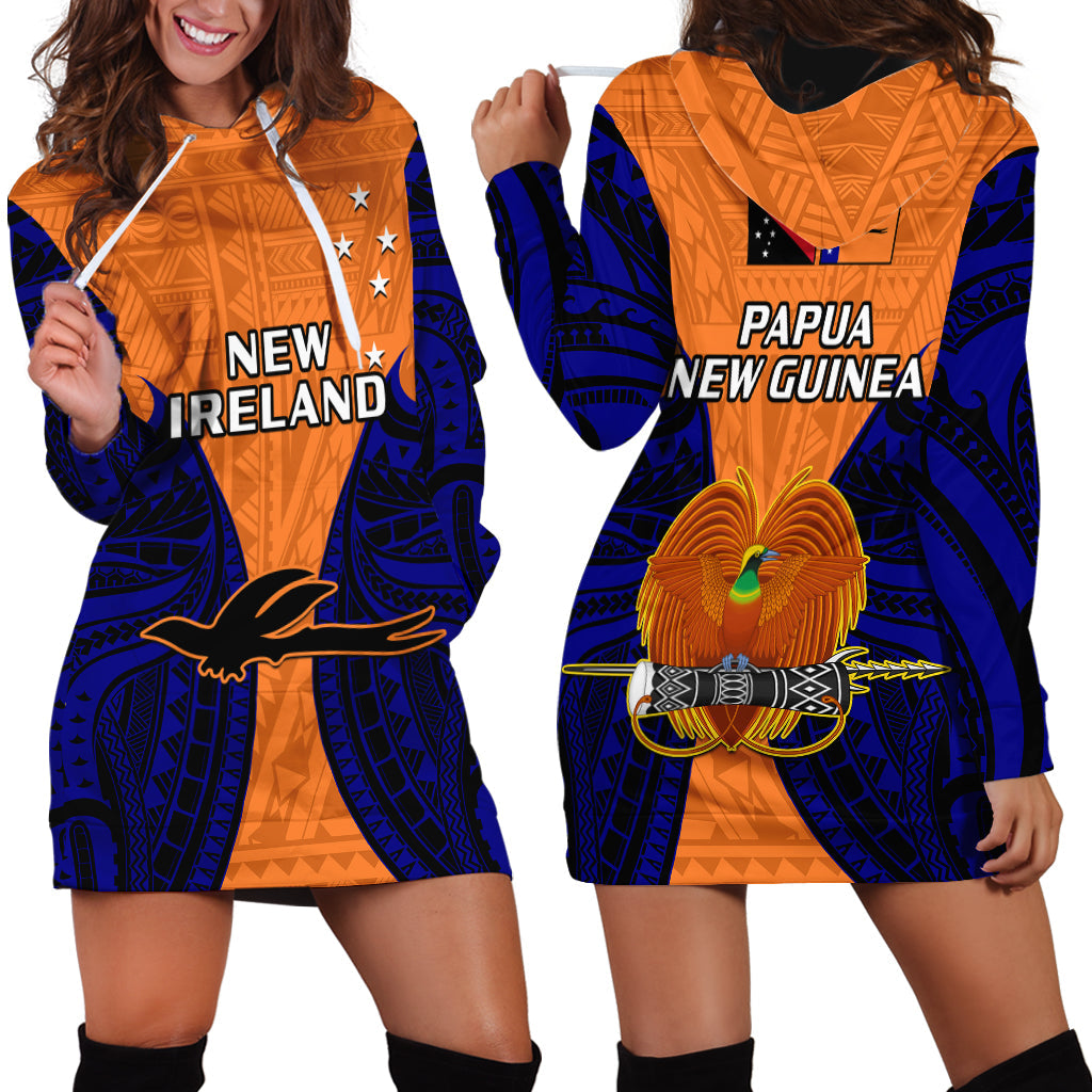 Papua New Guinea Hoodie Dress New Ireland Province Mix Coat Of Arms Polynesian Art