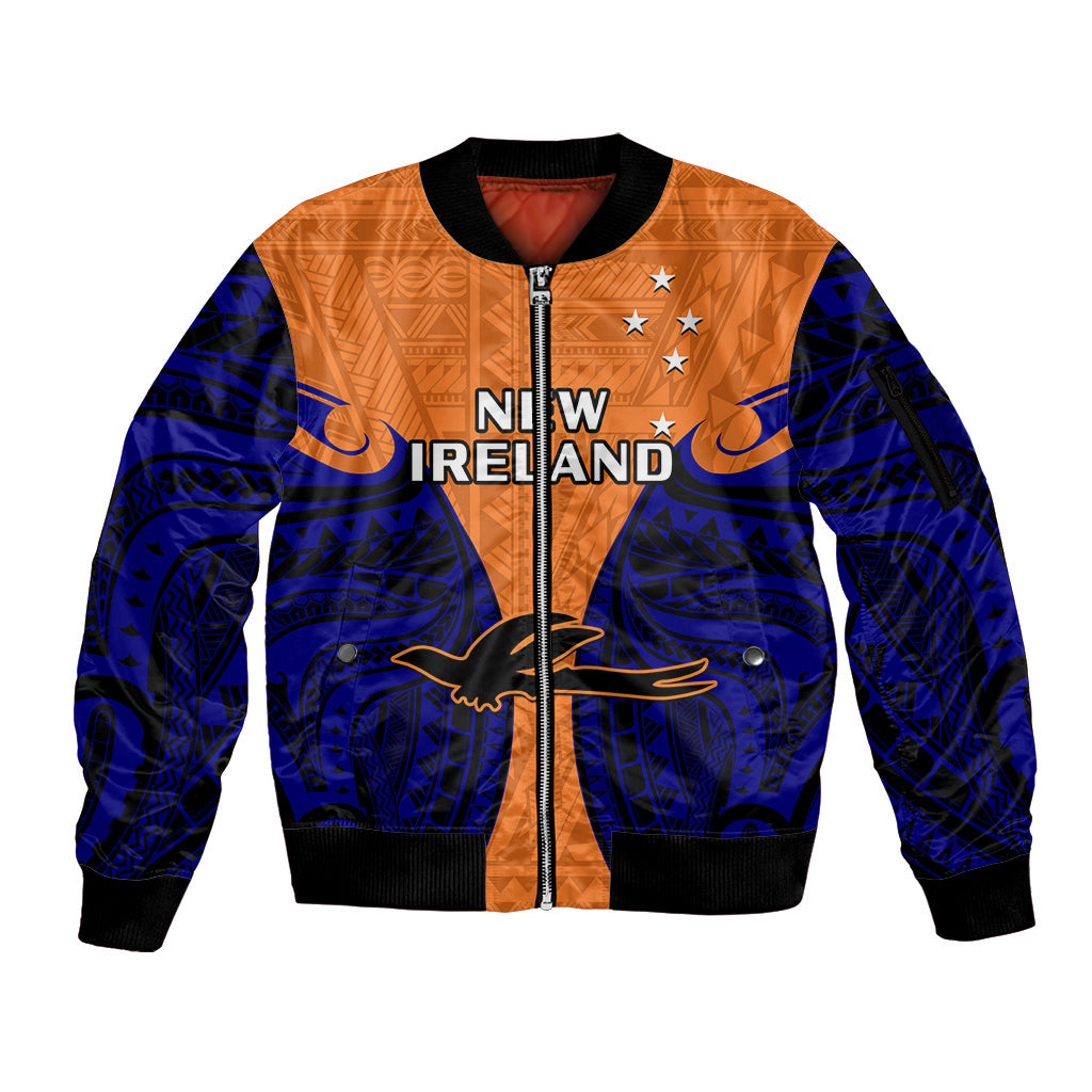 (Custom Personalised) Papua New Guinea Sleeve Zip Bomber Jacket New Ireland Province Mix Coat Of Arms Polynesian Art