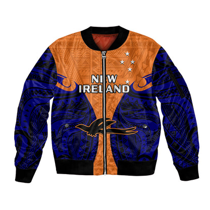 (Custom Personalised) Papua New Guinea Sleeve Zip Bomber Jacket New Ireland Province Mix Coat Of Arms Polynesian Art