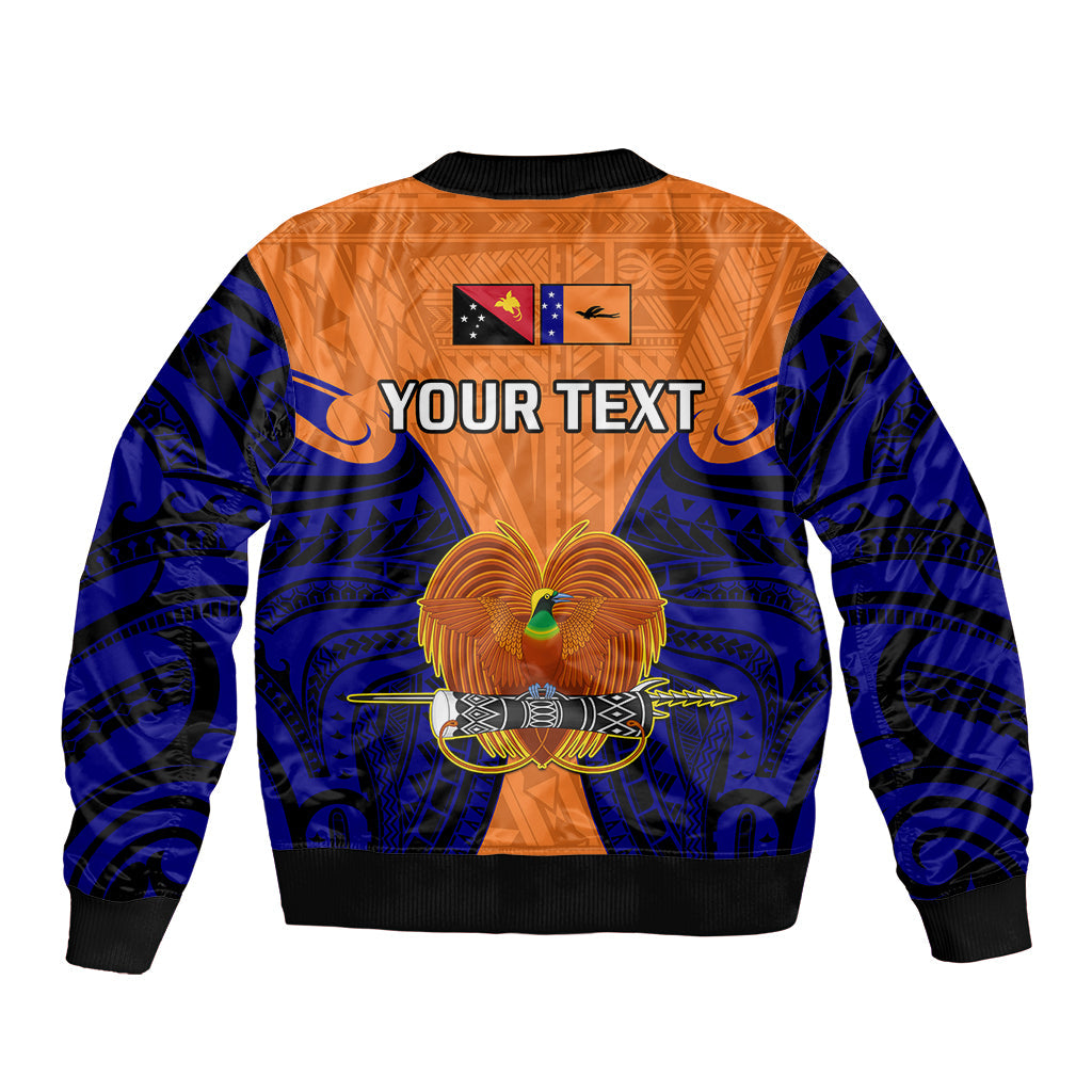 (Custom Personalised) Papua New Guinea Sleeve Zip Bomber Jacket New Ireland Province Mix Coat Of Arms Polynesian Art