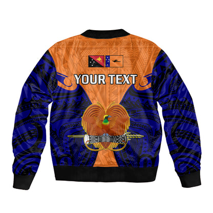 (Custom Personalised) Papua New Guinea Sleeve Zip Bomber Jacket New Ireland Province Mix Coat Of Arms Polynesian Art