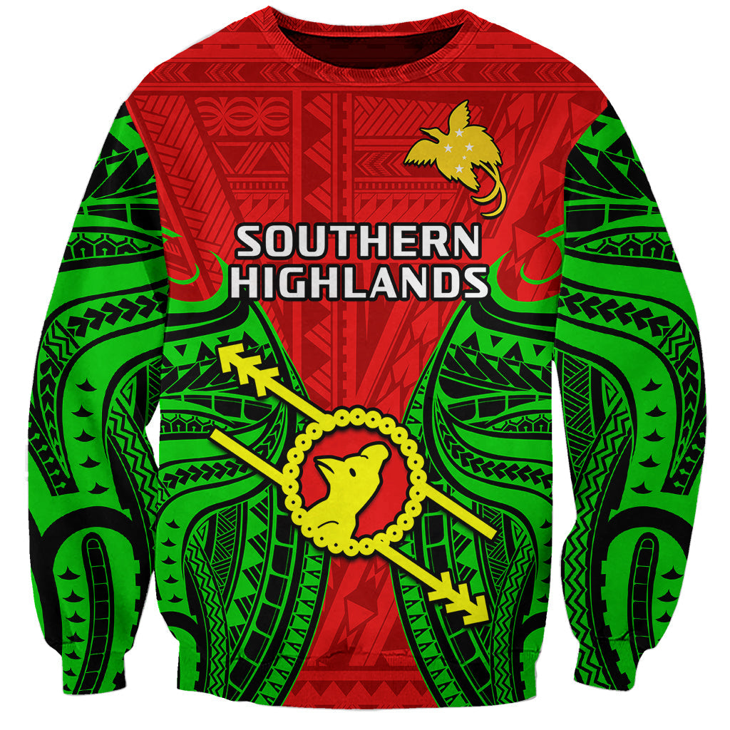 Papua New Guinea Sweatshirt Southern Highlands Province Mix Coat Of Arms Polynesian Art