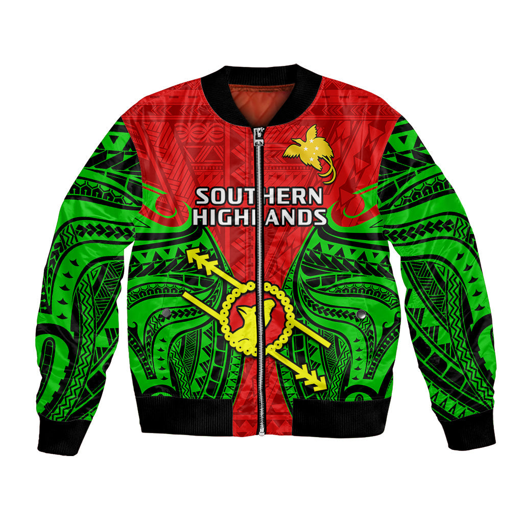 Papua New Guinea Bomber Jacket Southern Highlands Province Mix Coat Of Arms Polynesian Art