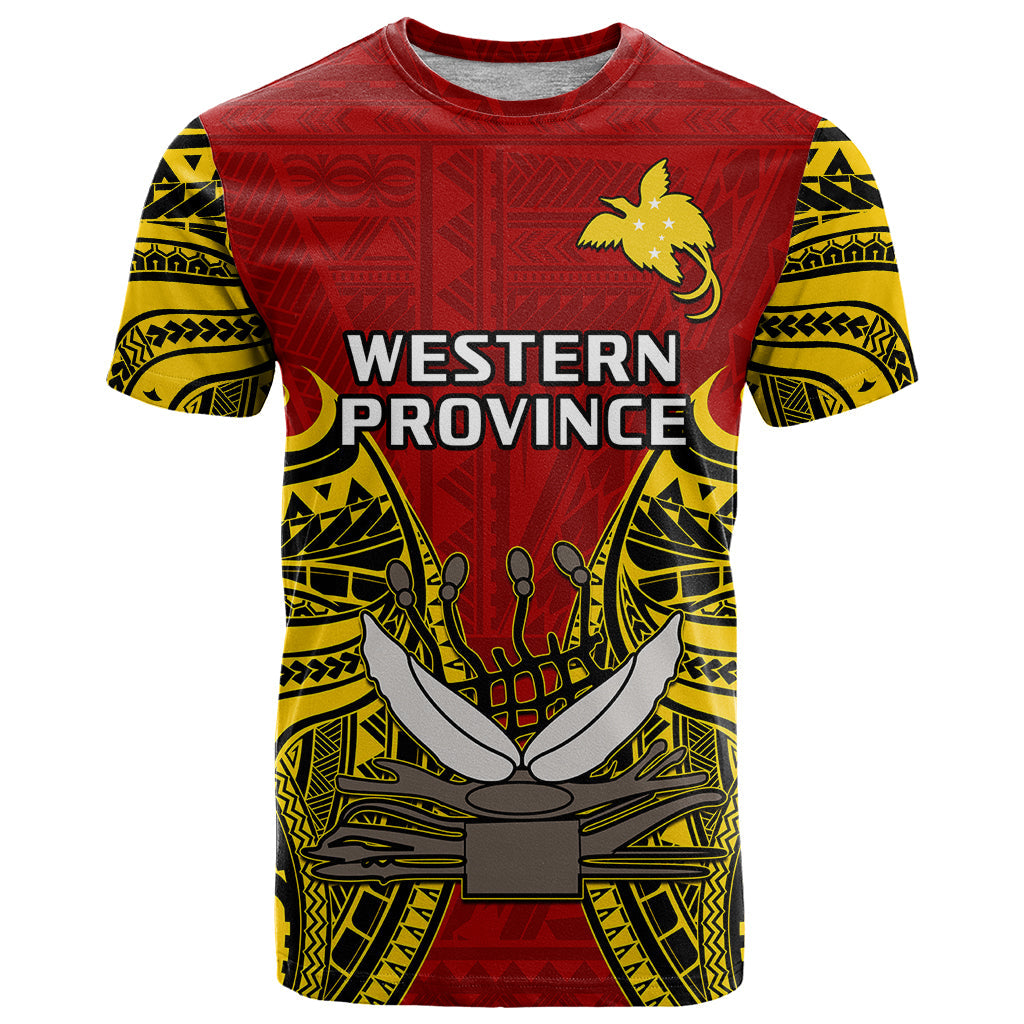 Papua New Guinea T Shirt Western Province Mix Coat Of Arms Polynesian Art