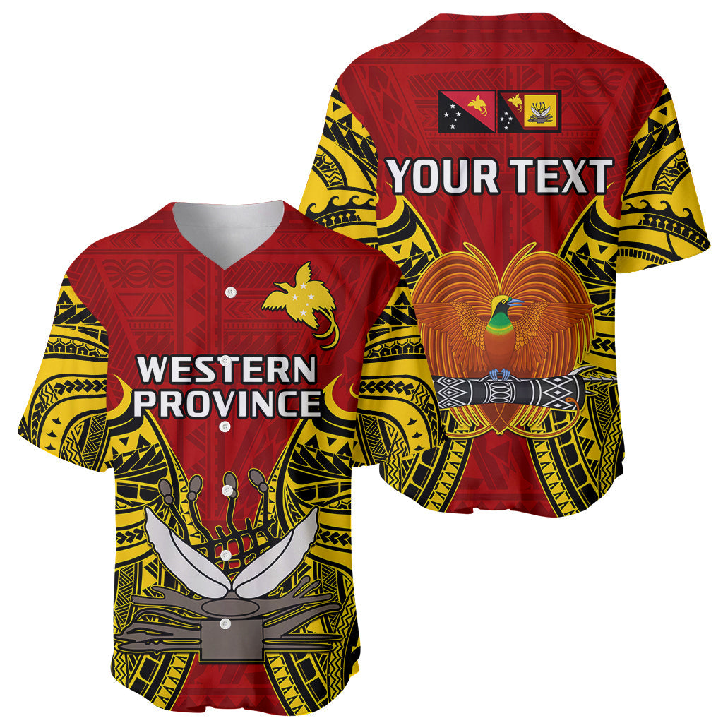 (Custom Personalised) Papua New Guinea Baseball Jersey Western Province Mix Coat Of Arms Polynesian Art