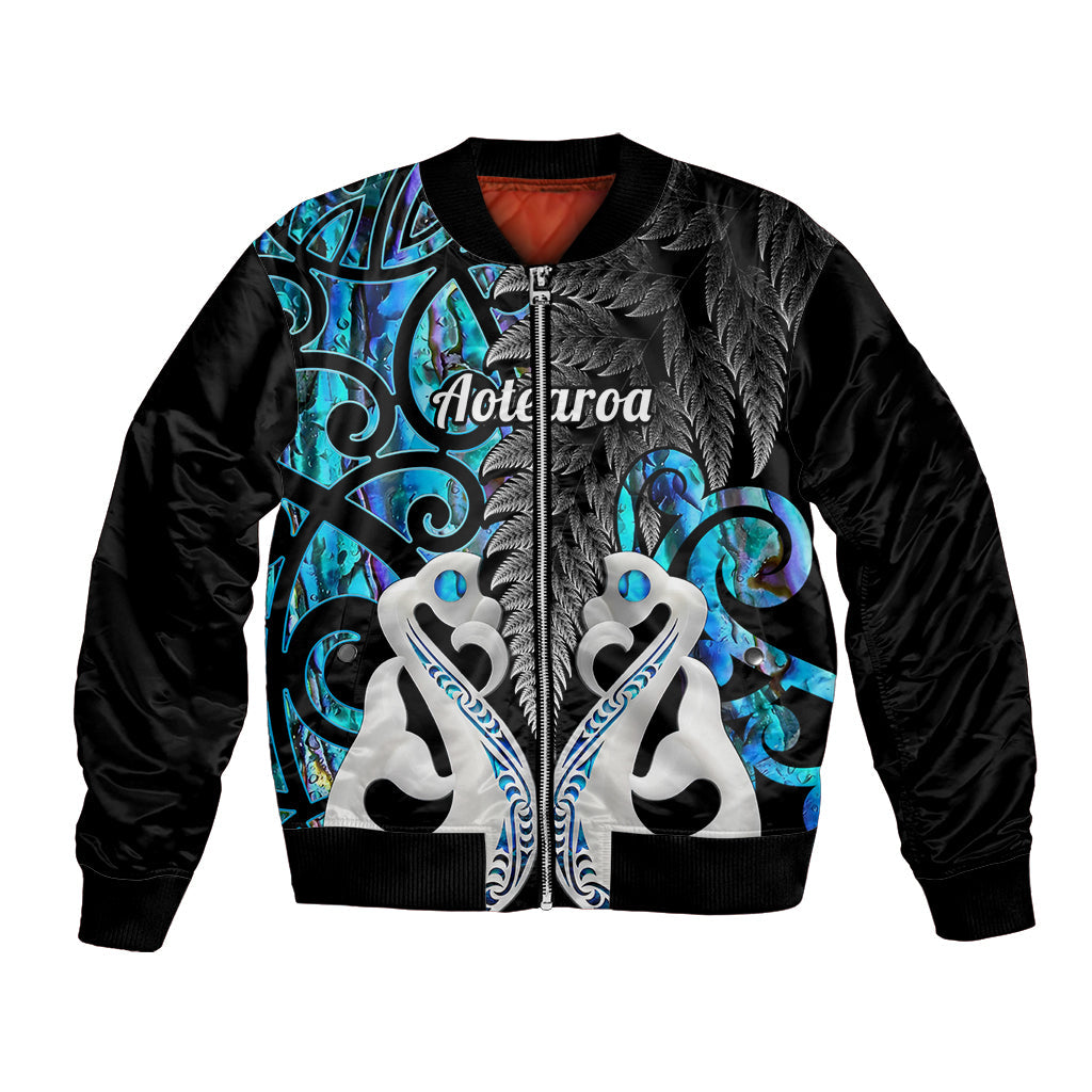 Personalised New Zealand Bomber Jacket Te Manaia Mangopare Maori And Fern Blue Style